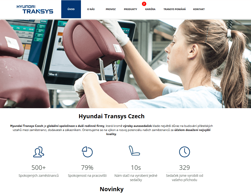 Náborový web společnosti pro Hyunday Dymos – 1