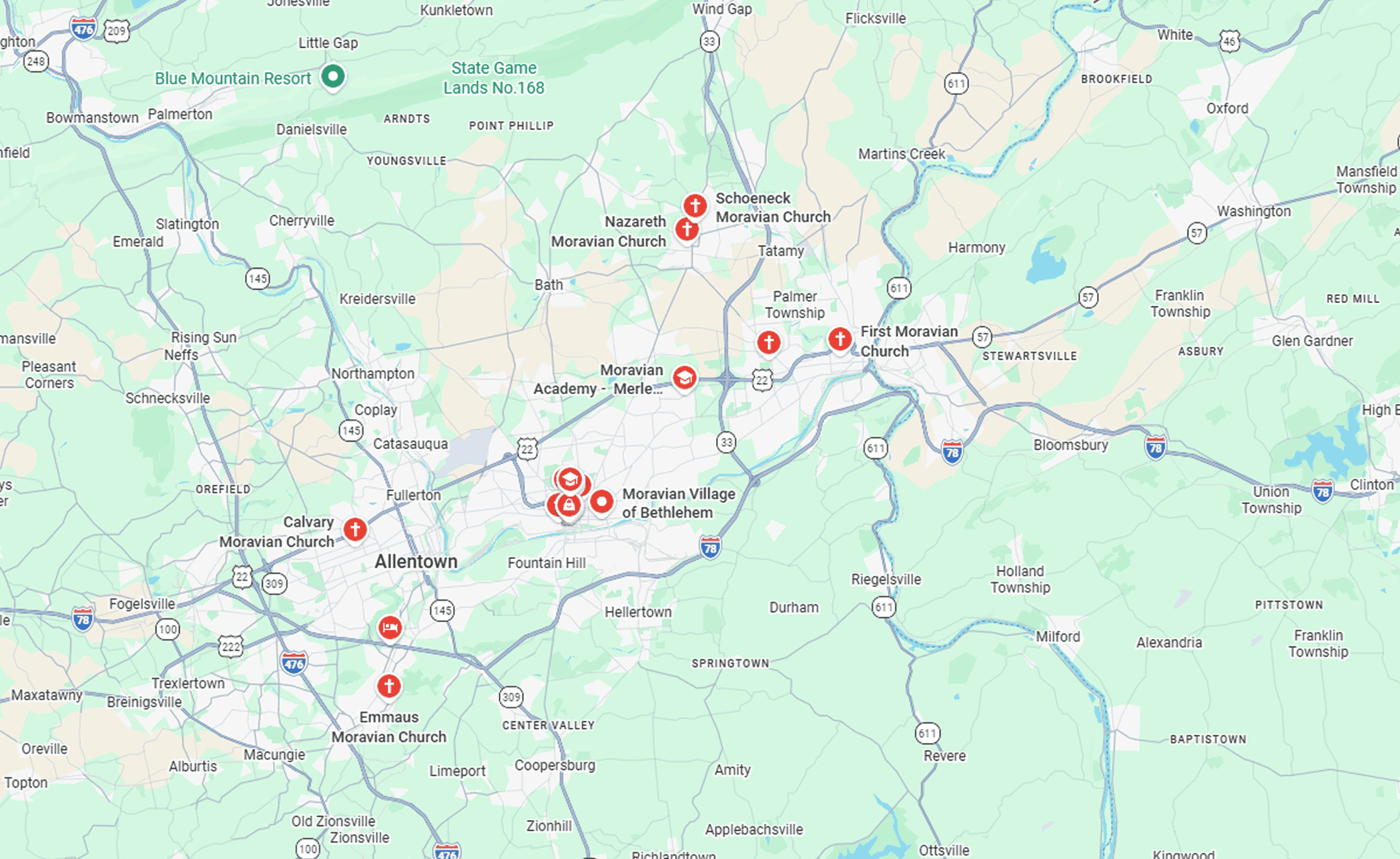 Moravian-influenced towns