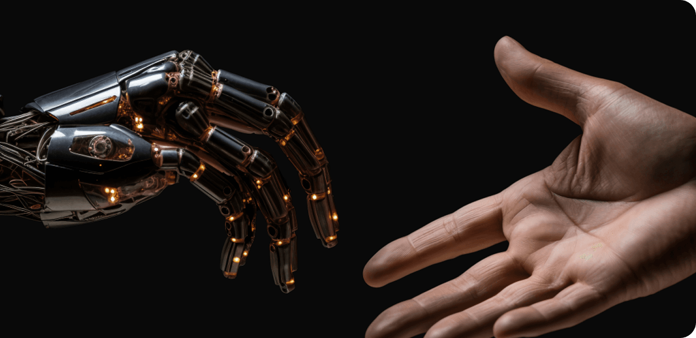 Robot and human hand