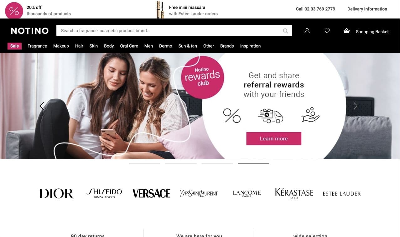 Poutavý design landing page pro aplikaci Notino